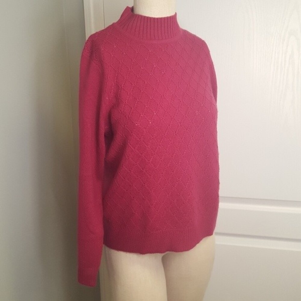 SAG Harbor Pink Knit Sweater High Neck